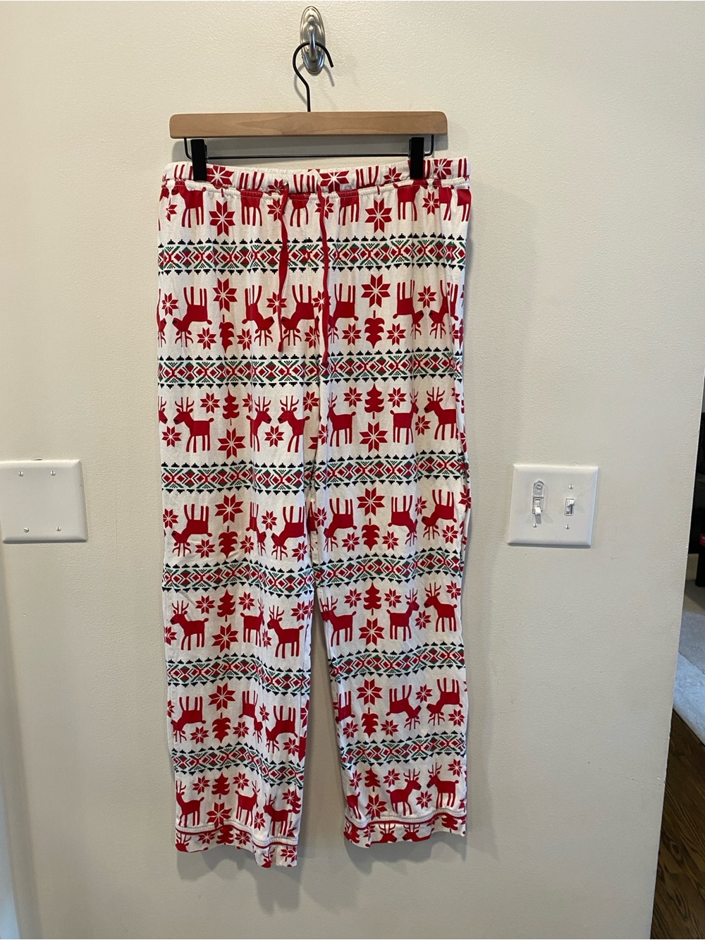 Hanna Andersson women’s cotton pajama pants sz large dear deer Holiday Christmas